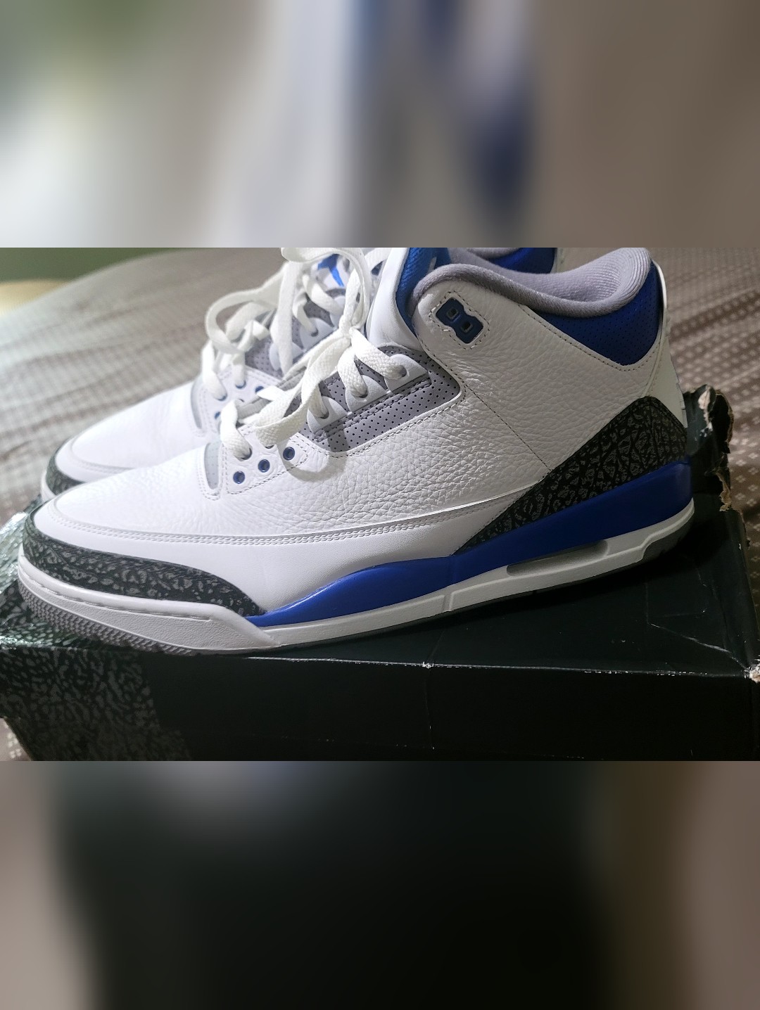 Jordan Retro 3 Mens Size 14! White & Royal Blue Retro Basketball Sneakers